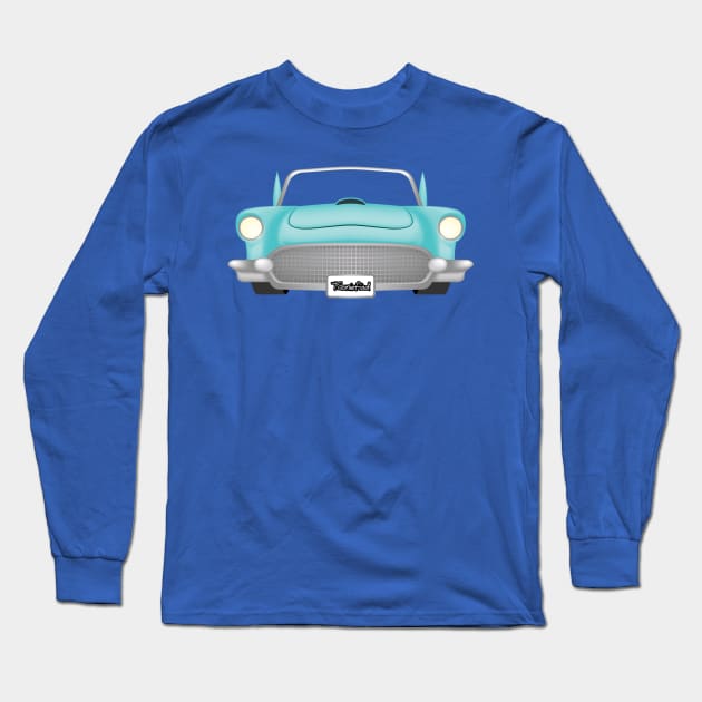 Teal Muscle Car Long Sleeve T-Shirt by Tooniefied